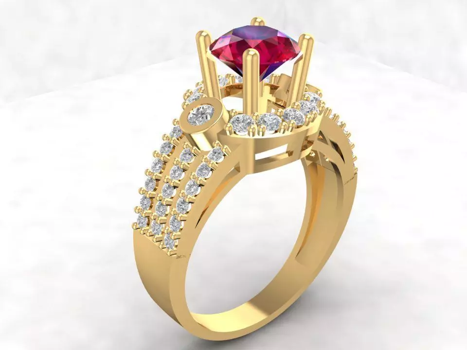 Luxury Ruby Diamond Ring for Women 1727 3D print model