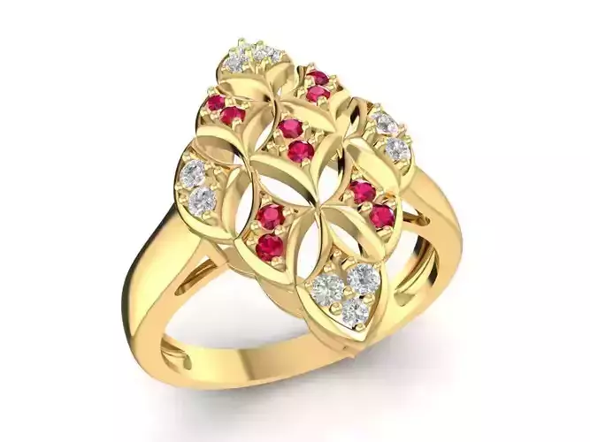 Luxury Floral Ruby Diamond Ring for Women 1730