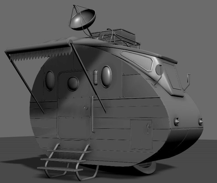 Stylized Cartoonic spaceship 3D model_1