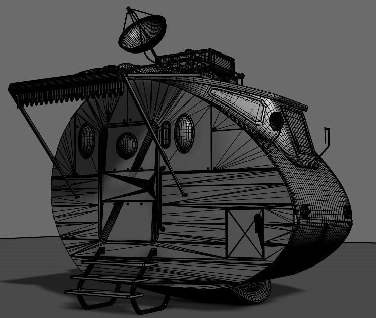 Stylized Cartoonic spaceship 3D model_2