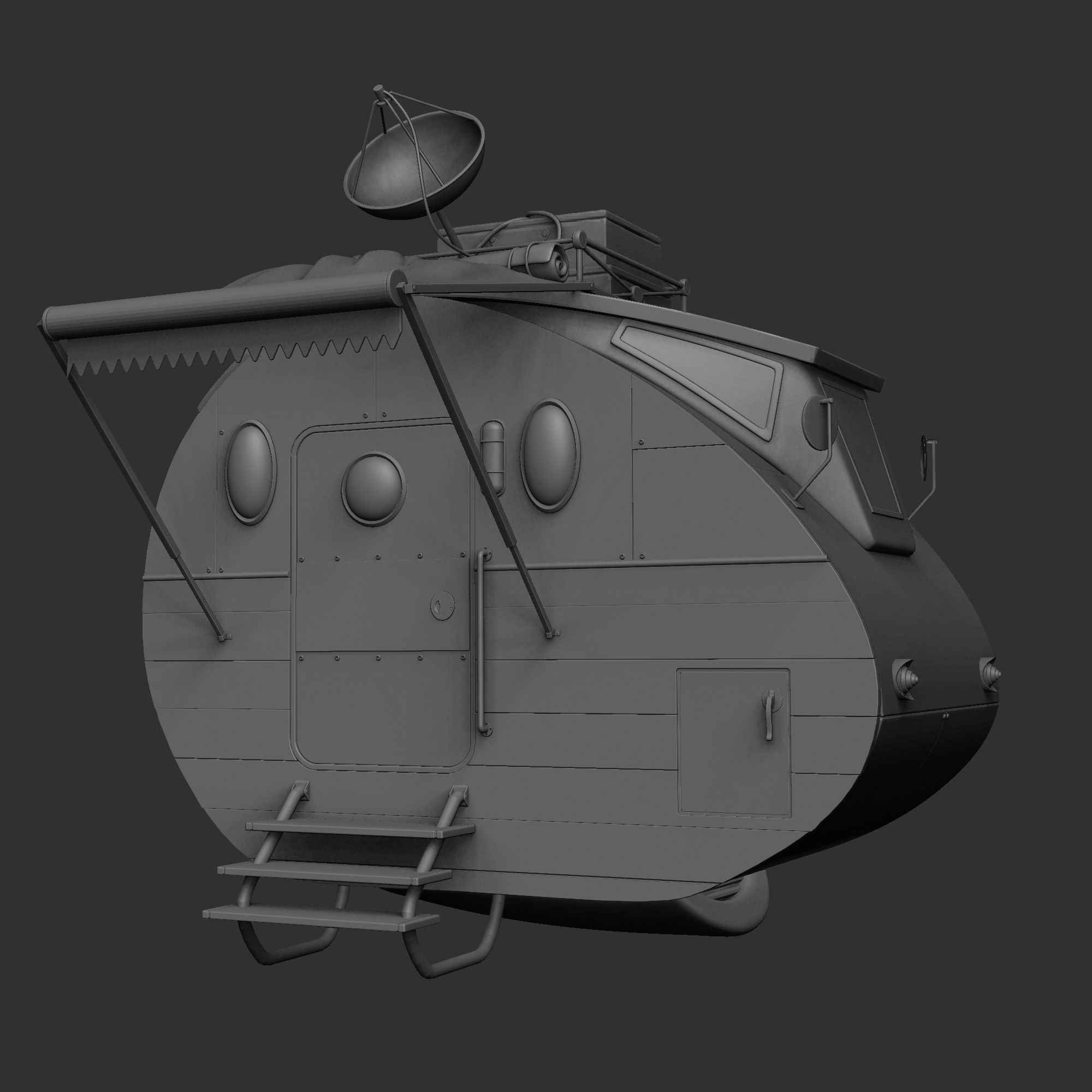 Stylized Cartoonic spaceship 3D model_3