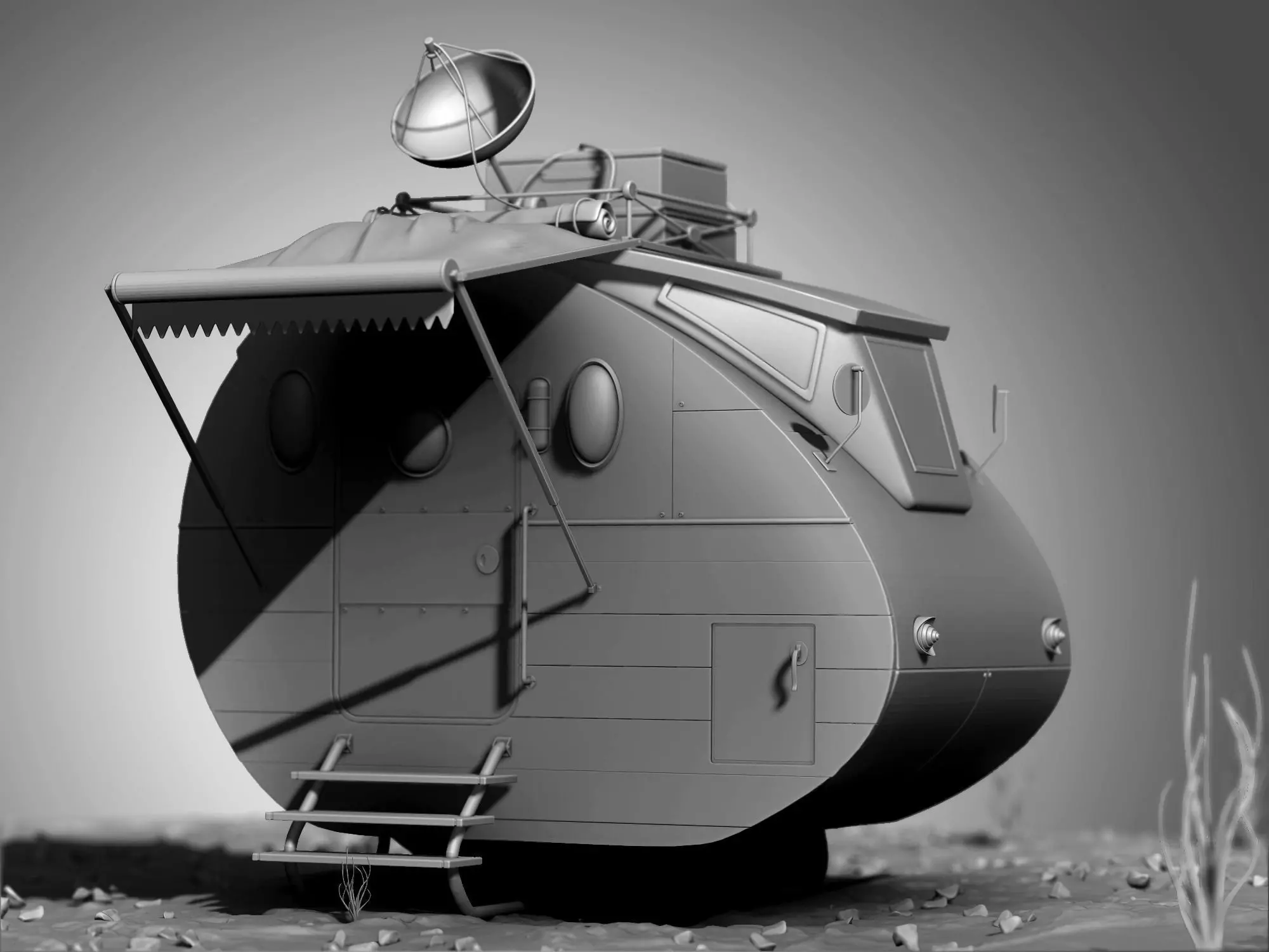 Stylized Cartoonic spaceship 3D model_0