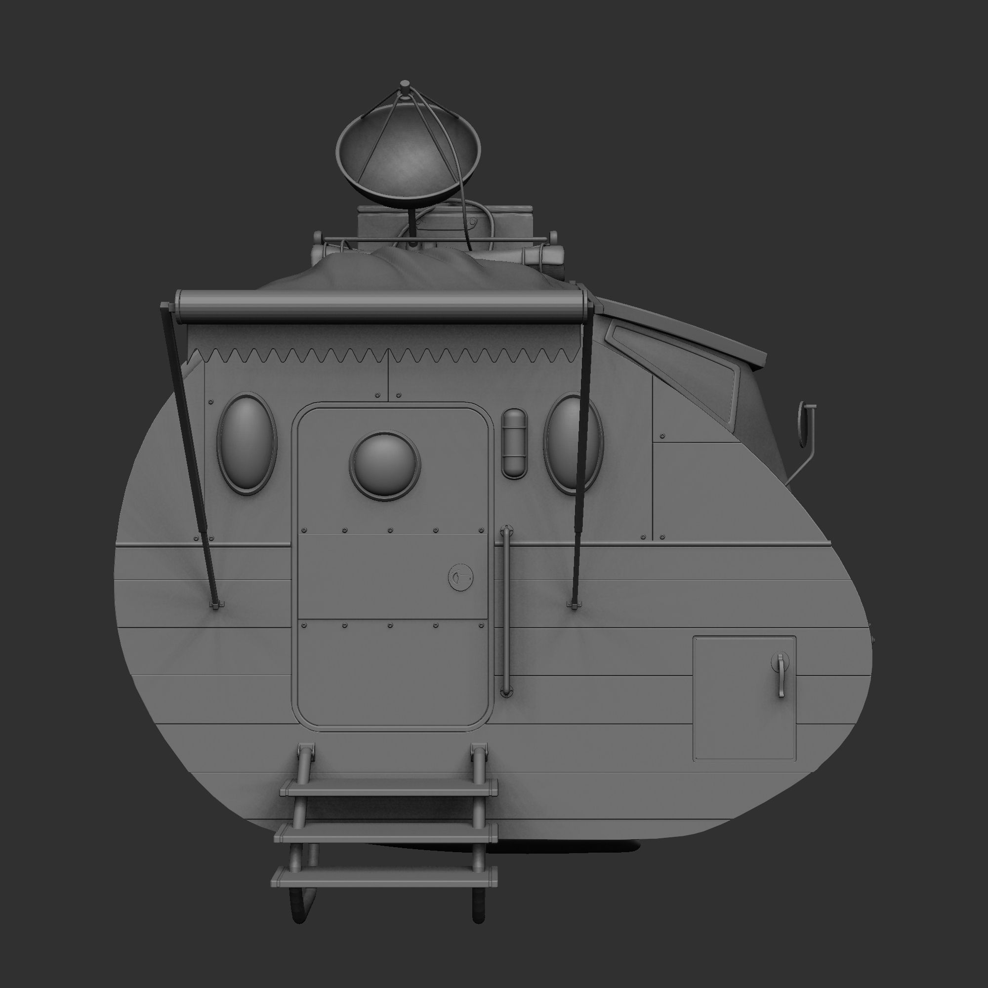 Stylized Cartoonic spaceship 3D model_4