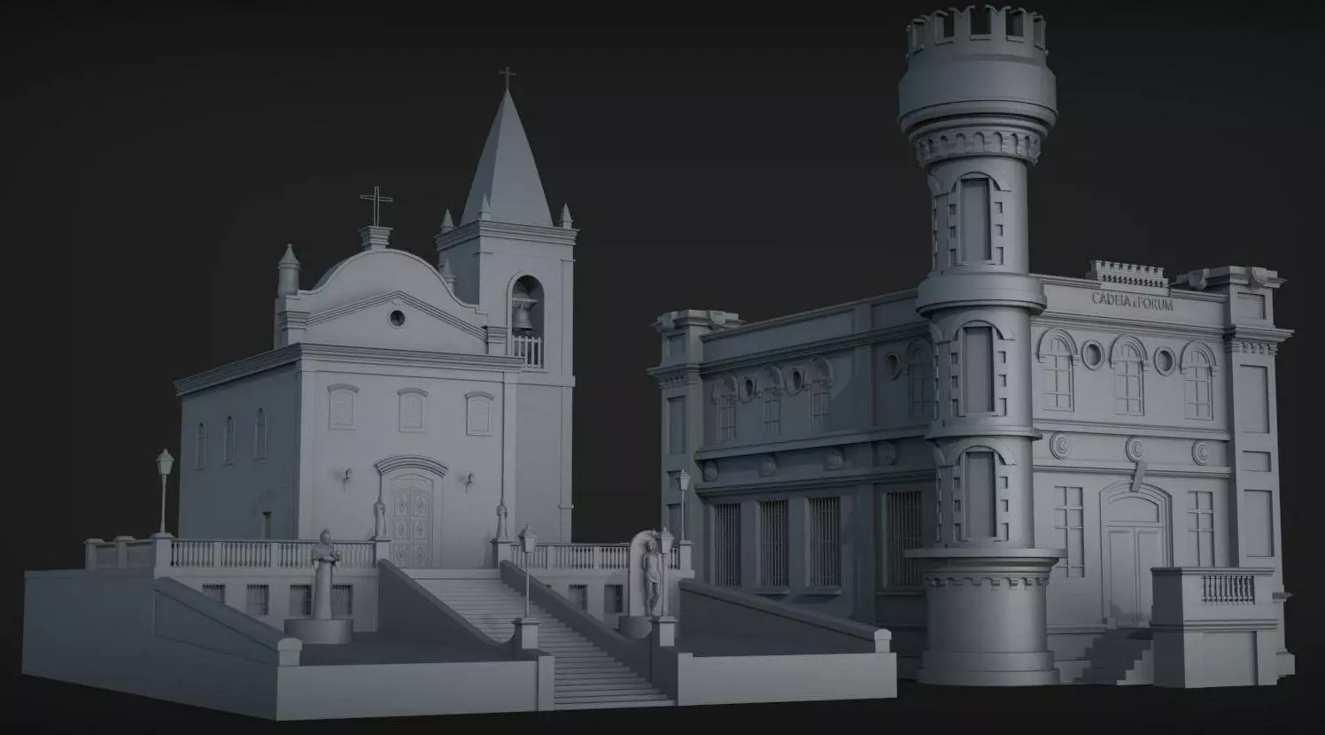 Church exterrior HIGH DETAIL 3D model_0