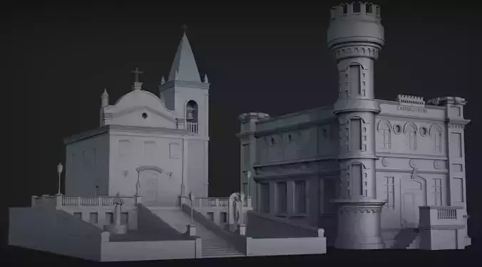 Church exterrior HIGH DETAIL 3D model