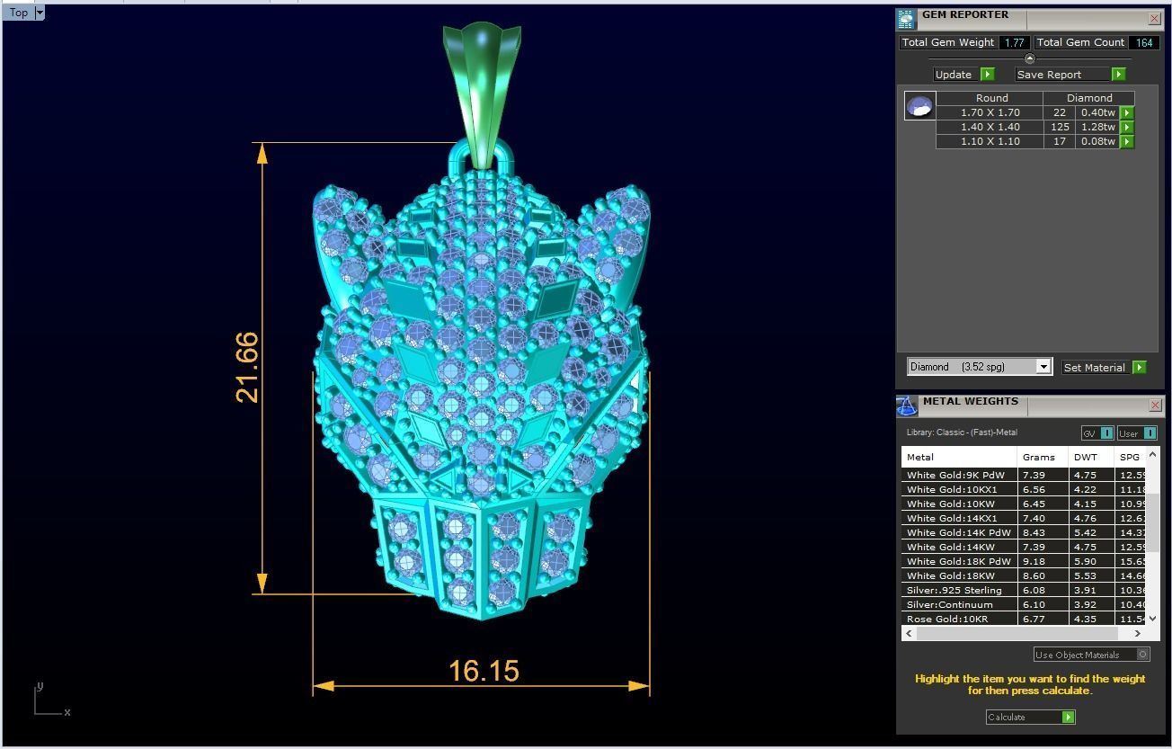 Leopard head pendant - Leopard pendant - Jaguar pendant - N6165 3D print model_2