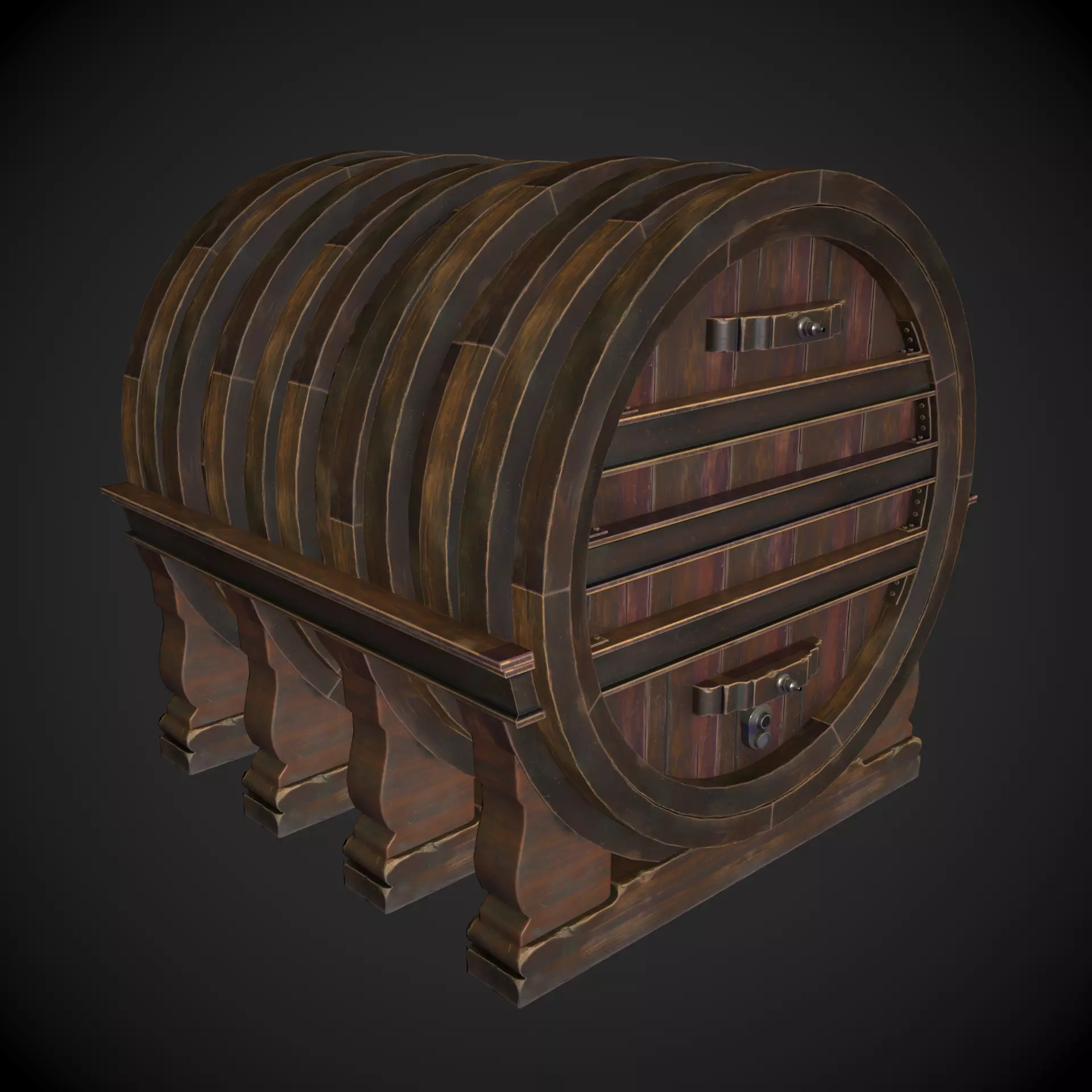 Large Wine Barrel Low-poly 3D model