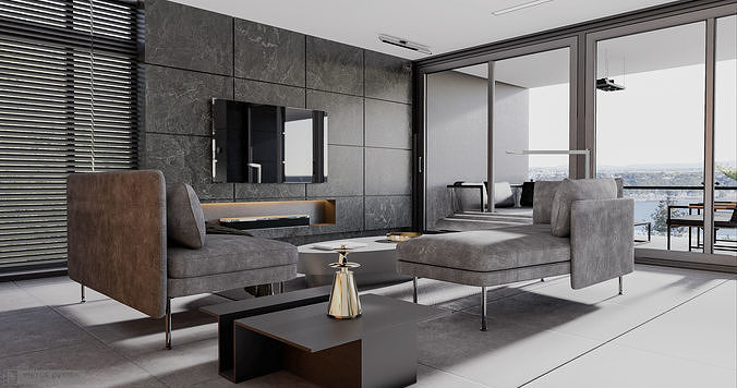 Modern living - C2 3D model 2