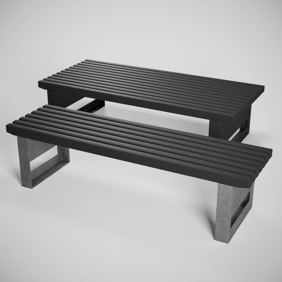 Block bench 3D model_2
