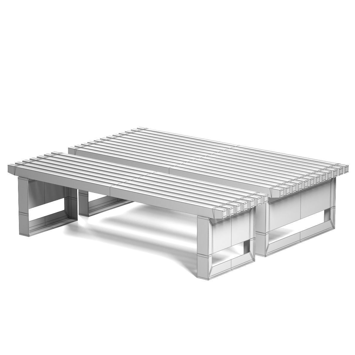 Block bench 3D model_3