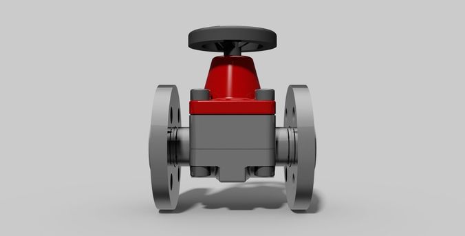 DN32 - PVC Diaphragm valve with flanges - Autodesk Inventor 3D model