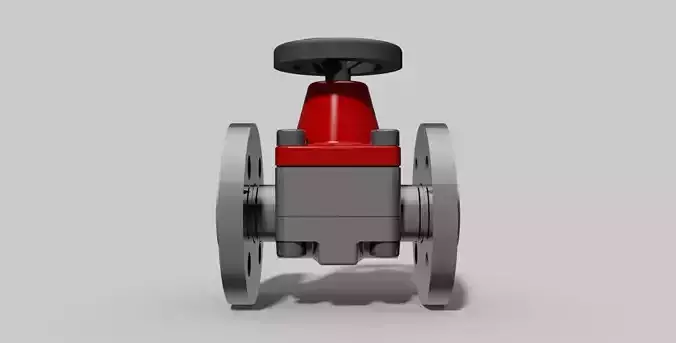 DN32 - PVC Diaphragm valve with flanges - Autodesk Inventor 3D model