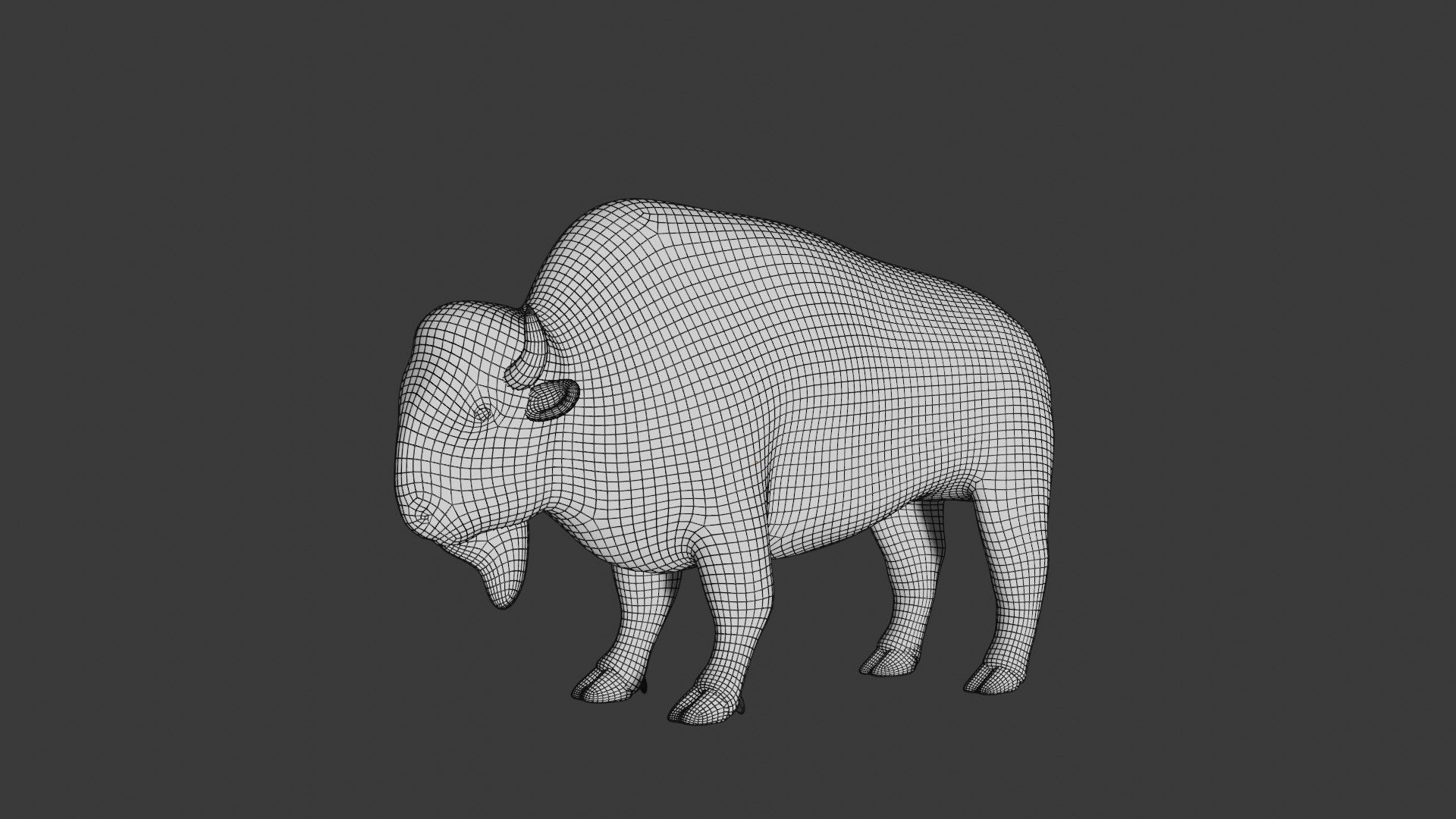 Bison Low-poly 3D model_7