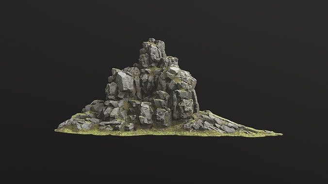 Rock Island mountains 1 Low-poly 3D model