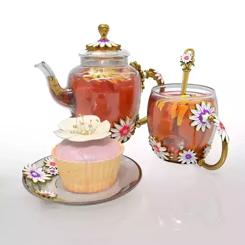 Handmade tea set 3D model