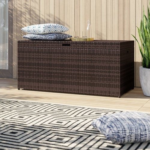 Adelita Water Resistant Wicker Deck Box in Brown 3D model