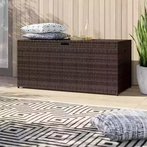 Adelita Water Resistant Wicker Deck Box in Brown
