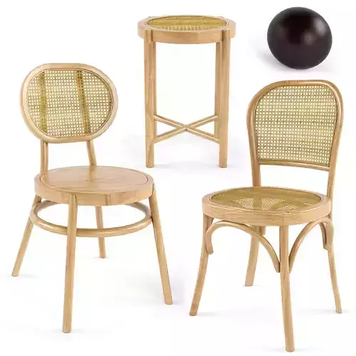 3 Samples of Bodeco Wooden Rattan Chair