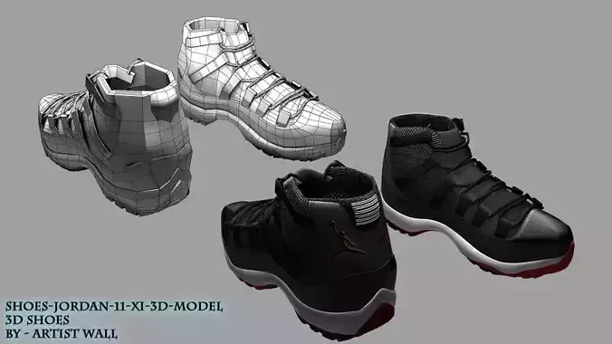 shoes Jordan 11   Low-poly 3D model