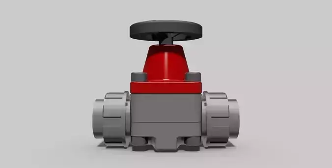 50mm - PVC Diaphragm valve SC sockets - Autodesk Inventor 3D model