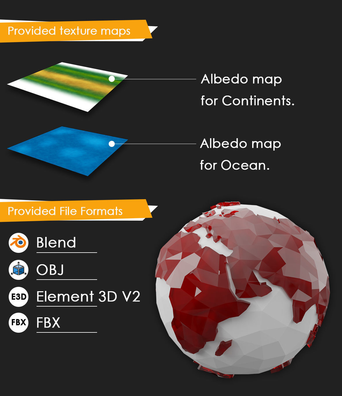 Low Poly Earth in polygon style Low-poly 3D model_3