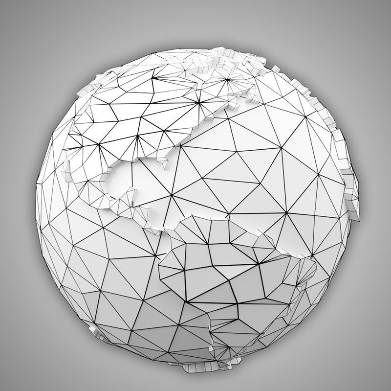 Low Poly Earth in polygon style Low-poly 3D model_6