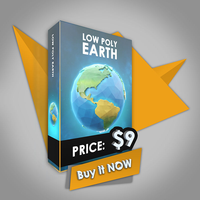 Low Poly Earth in polygon style Low-poly 3D model_7