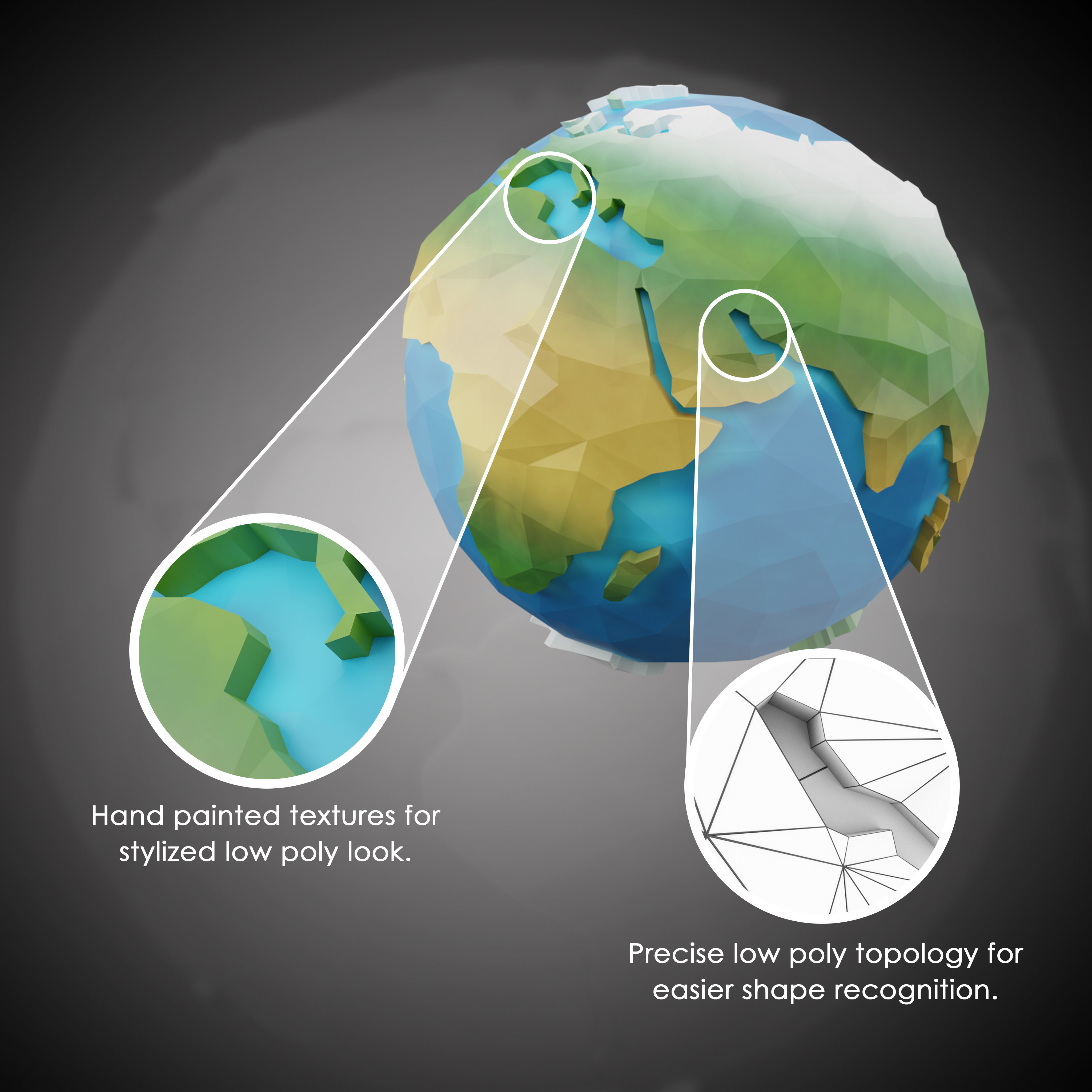 Low Poly Earth in polygon style Low-poly 3D model_2