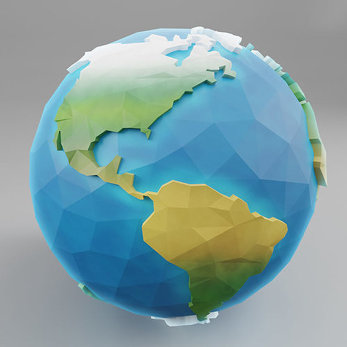 Low Poly Earth in polygon style Low-poly 3D model