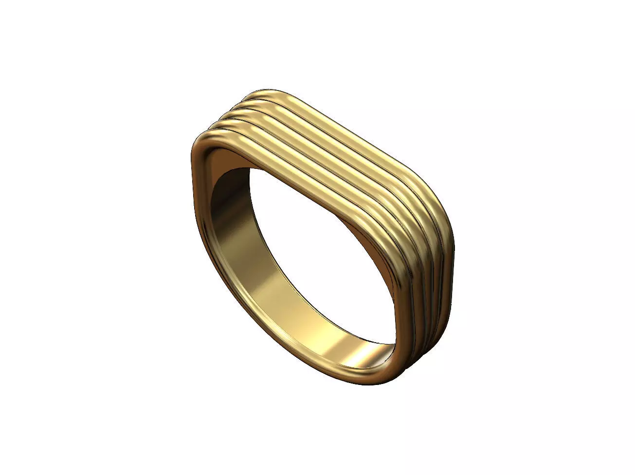 Rectangular rounded wire signet ring US sizes 6 to 9 3D print model
