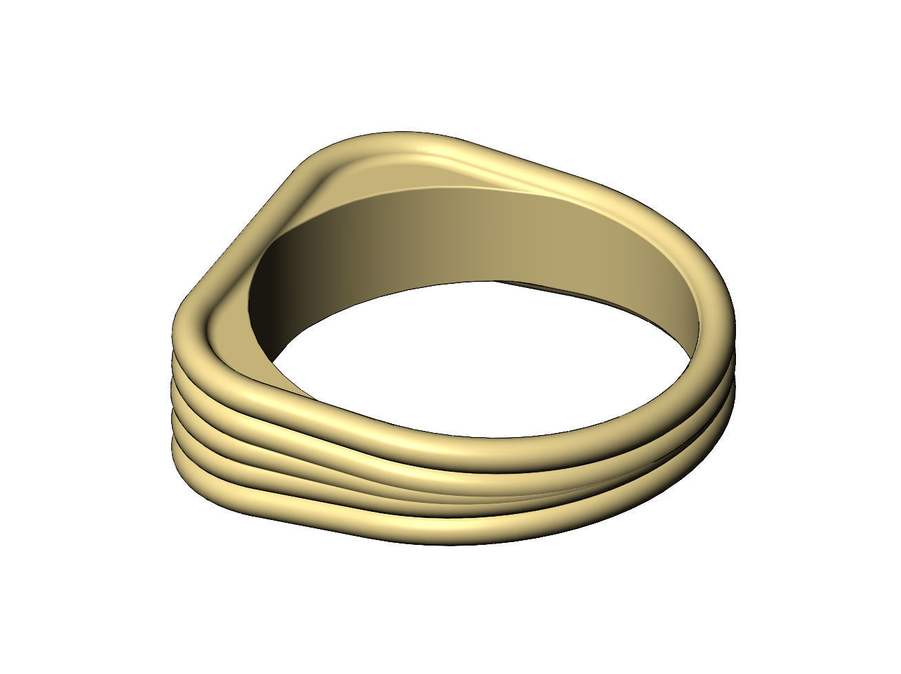 Rectangular rounded wire signet ring US sizes 6 to 9 3D model 3D ...