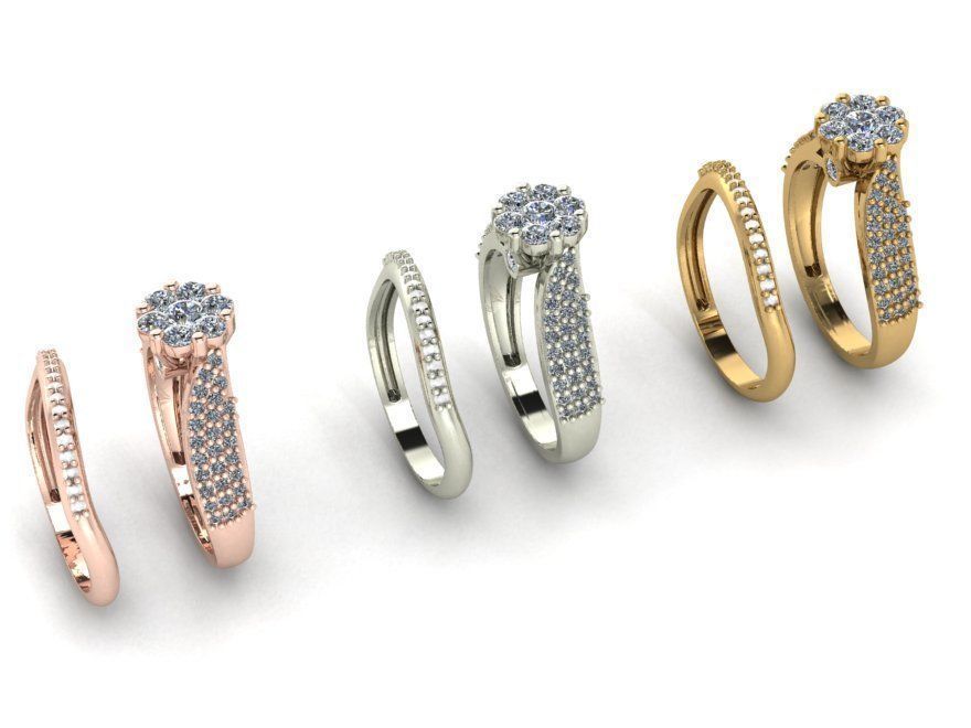 Ring and ring back with flower 3D print model_1