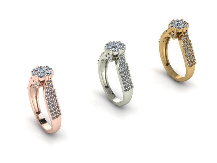 Ring and ring back with flower 3D print model_4