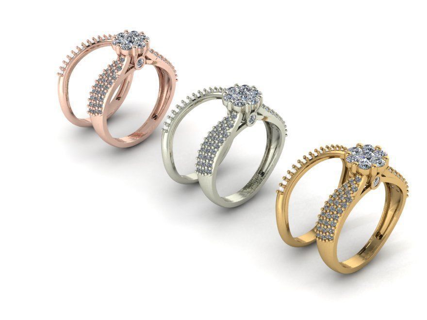 Ring and ring back with flower 3D print model_2