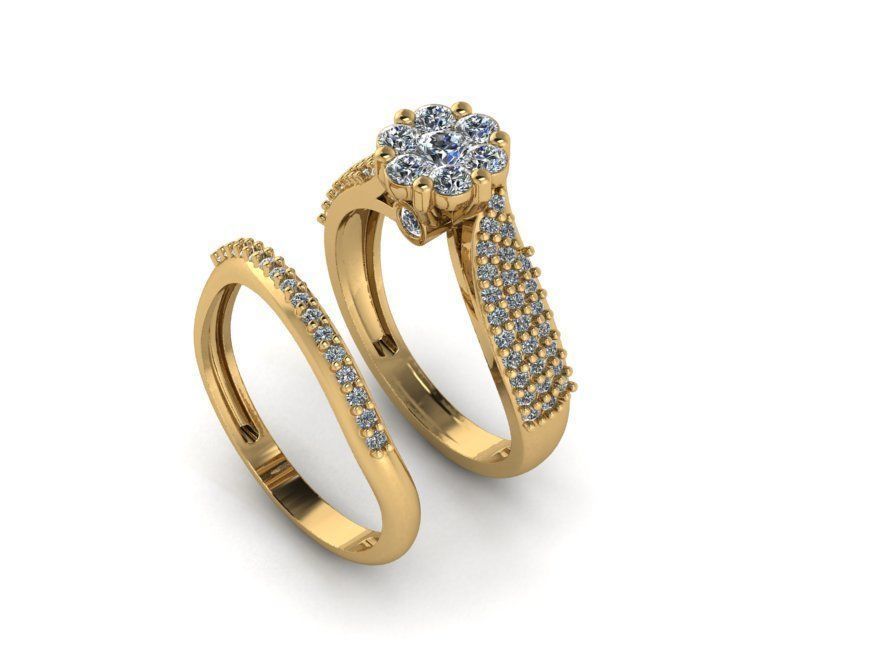 Ring and ring back with flower 3D print model_9