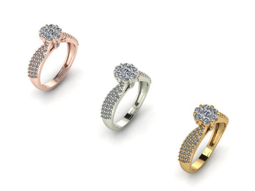 Ring and ring back with flower 3D print model_6