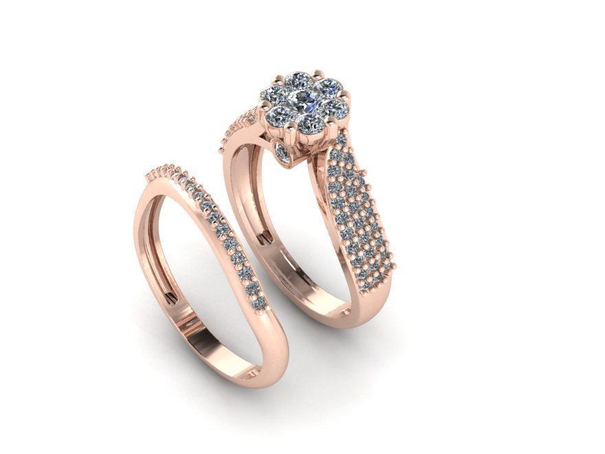 Ring and ring back with flower 3D print model_7