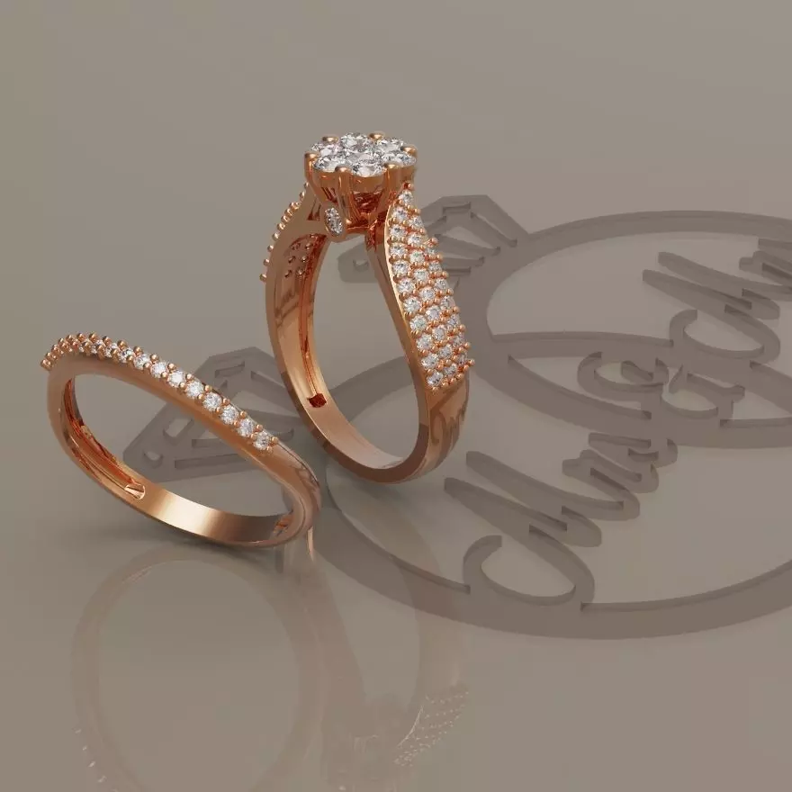 Ring and ring back with flower 3D print model_0