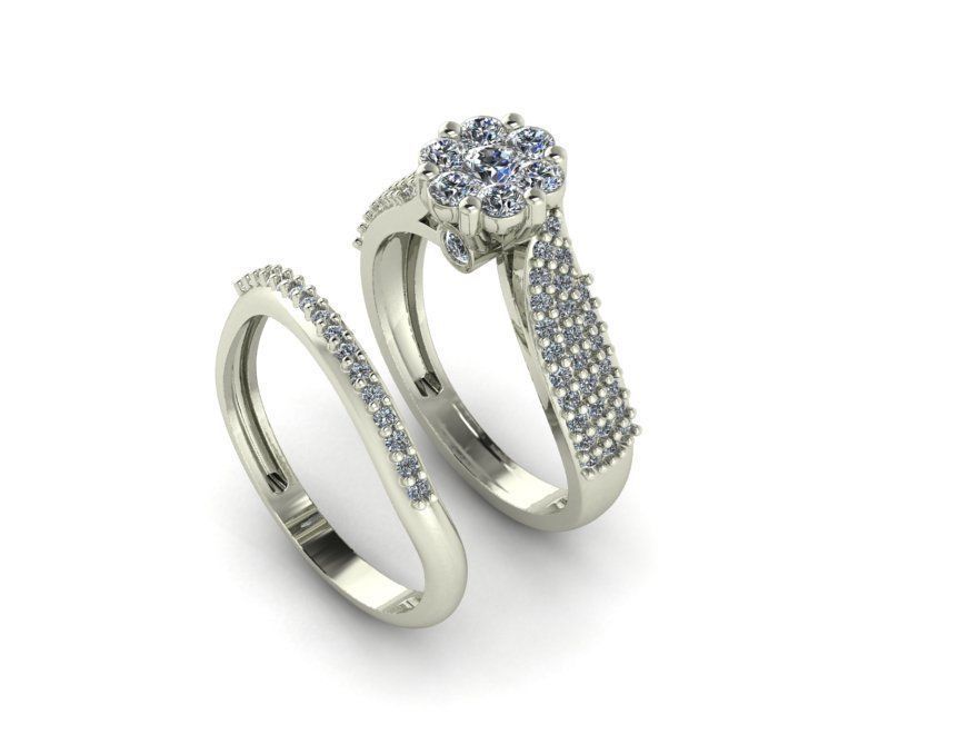 Ring and ring back with flower 3D print model_8