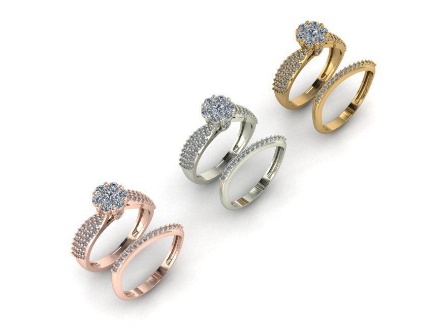 Ring and ring back with flower 3D print model_3