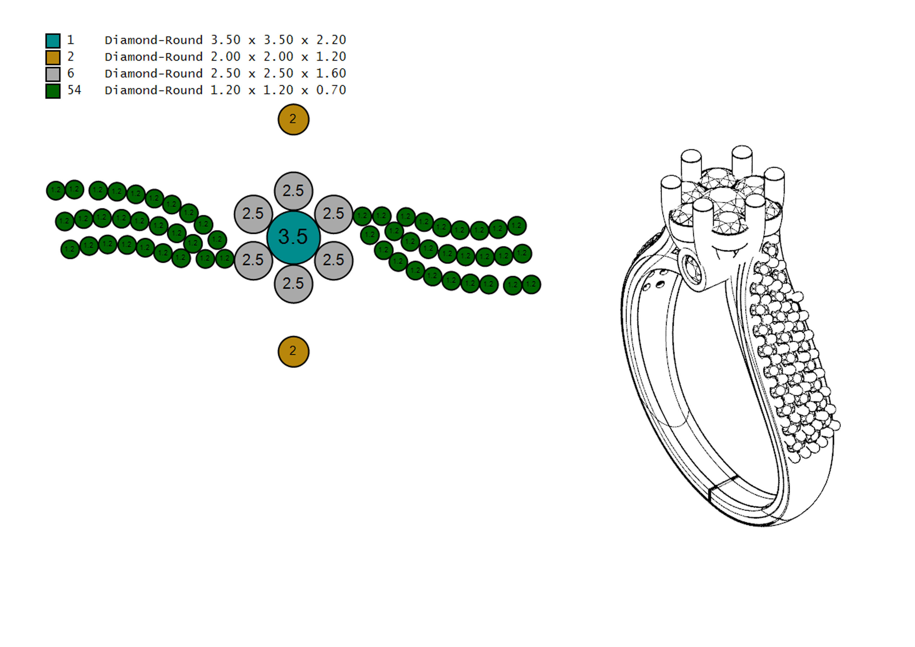 Ring and ring back with flower 3D print model_11