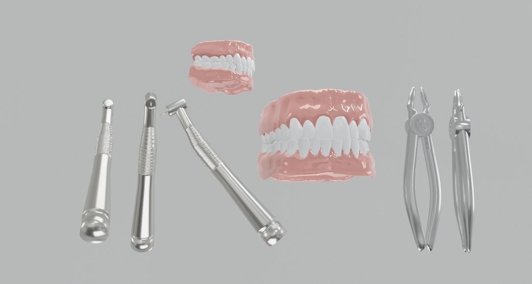 Dental Drill 3D model - mouth - forceps - teeth Low-poly 3D model_4