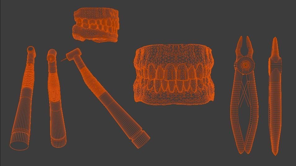 Dental Drill 3D model - mouth - forceps - teeth Low-poly 3D model_7