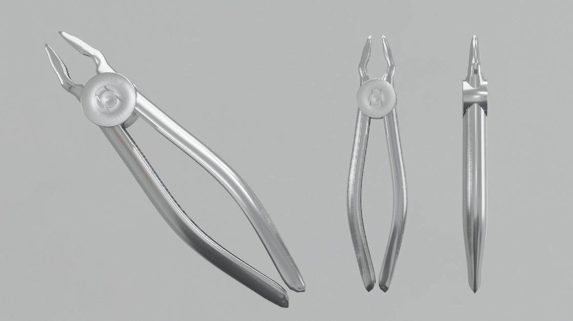 Dental Drill 3D model - mouth - forceps - teeth Low-poly 3D model_3