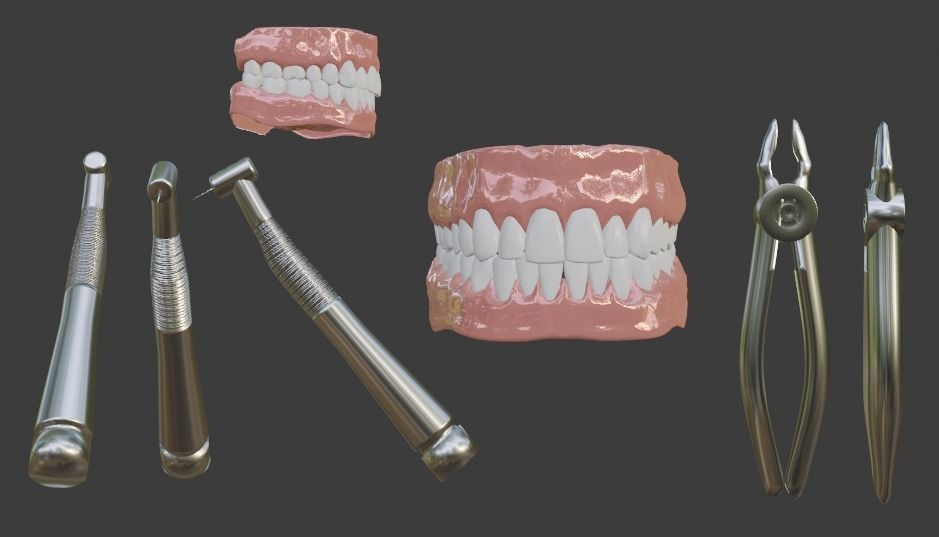 Dental Drill 3D model - mouth - forceps - teeth Low-poly 3D model_5