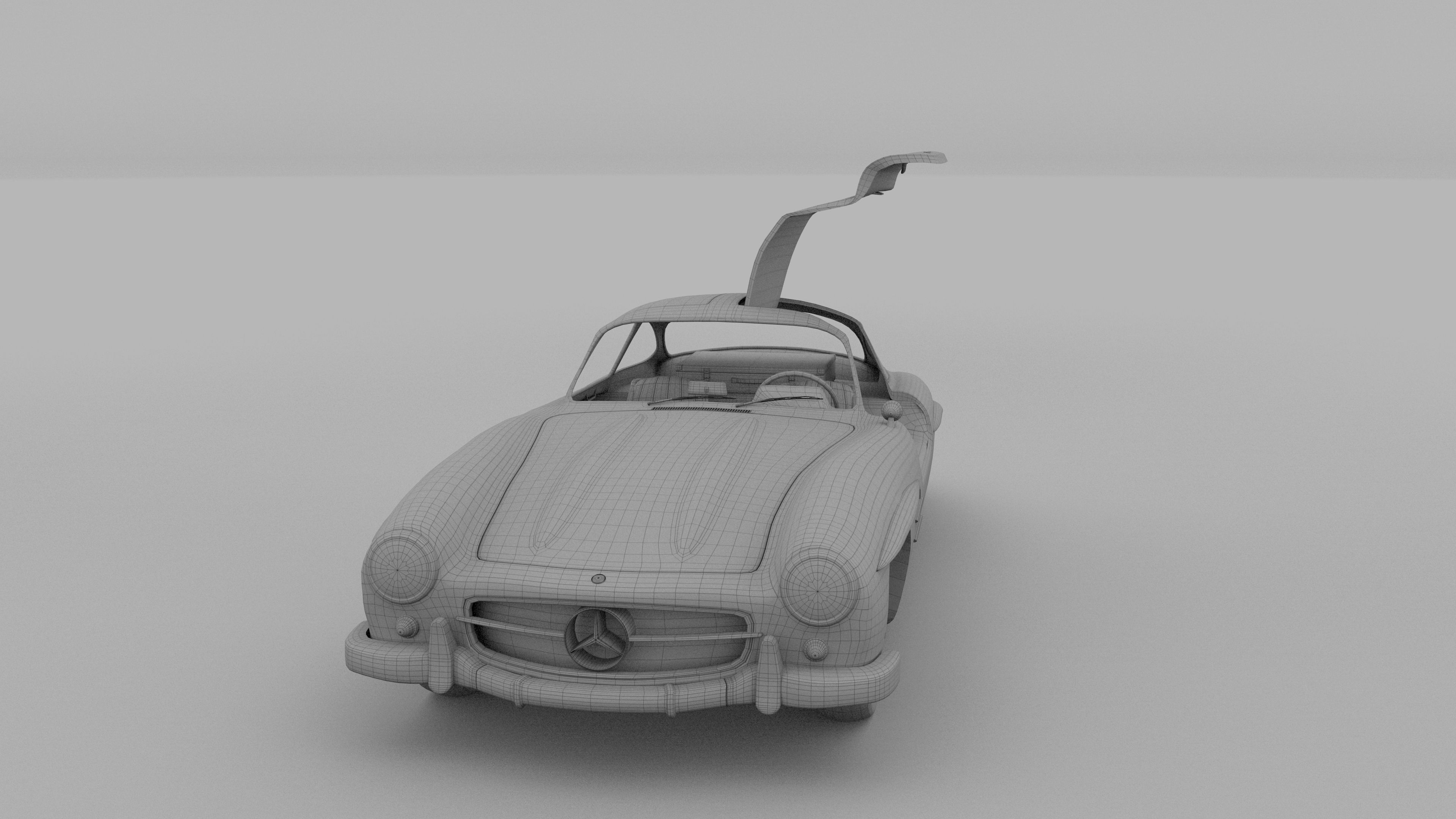 Rigged Mercedes 300SL Gullwing with Interior HDRI 3D model_44