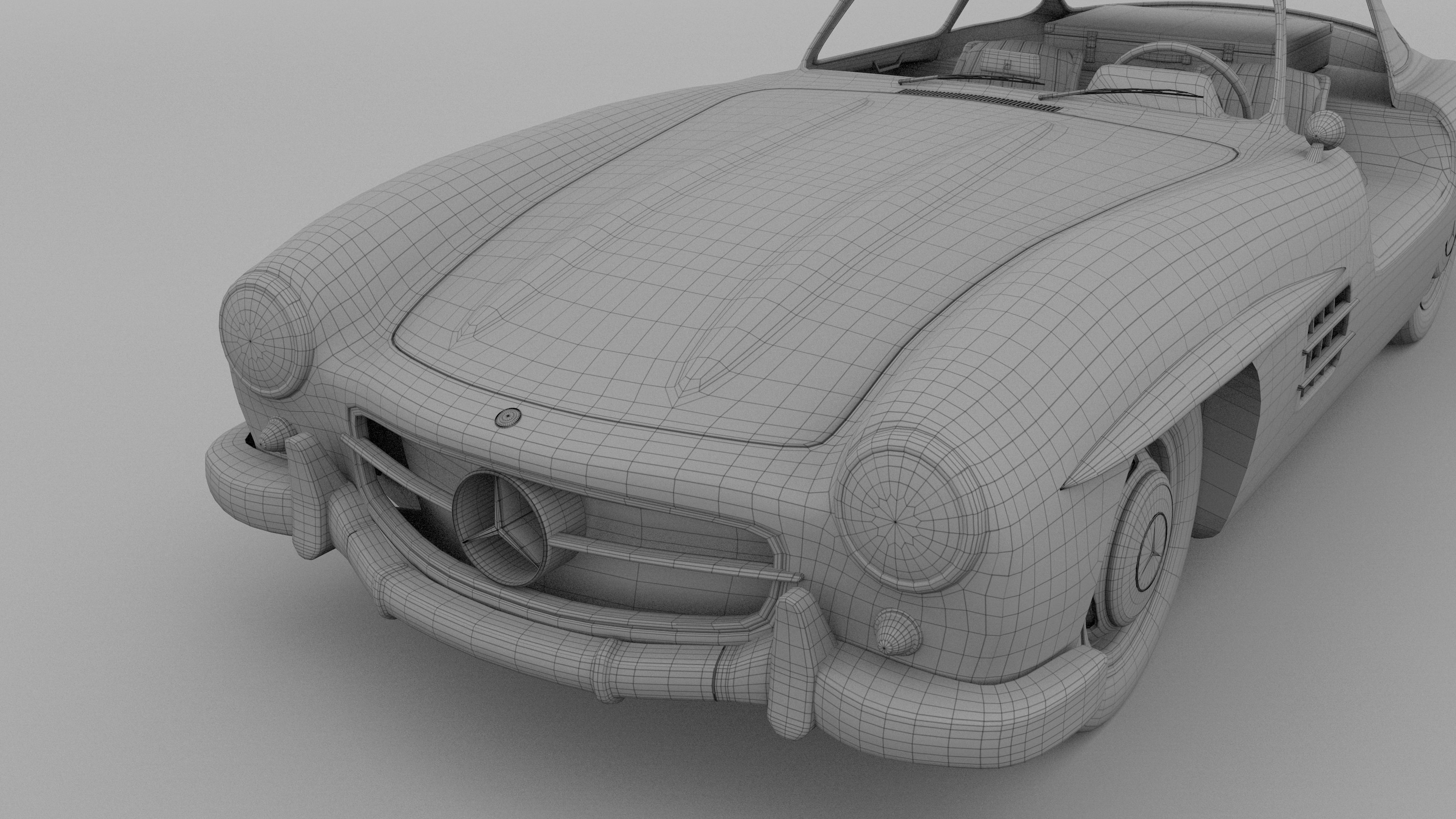 Rigged Mercedes 300SL Gullwing with Interior HDRI 3D model_29