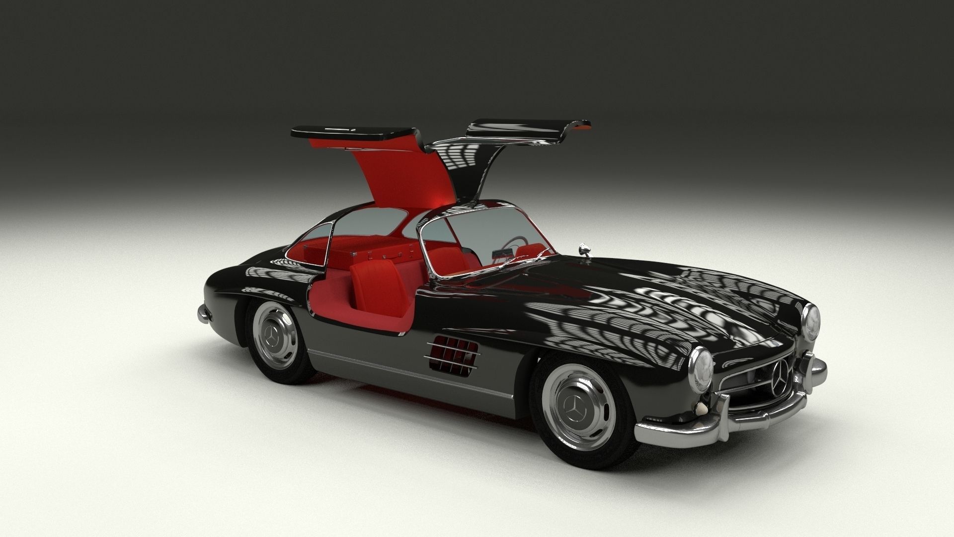 Rigged Mercedes 300SL Gullwing with Interior HDRI 3D model_10