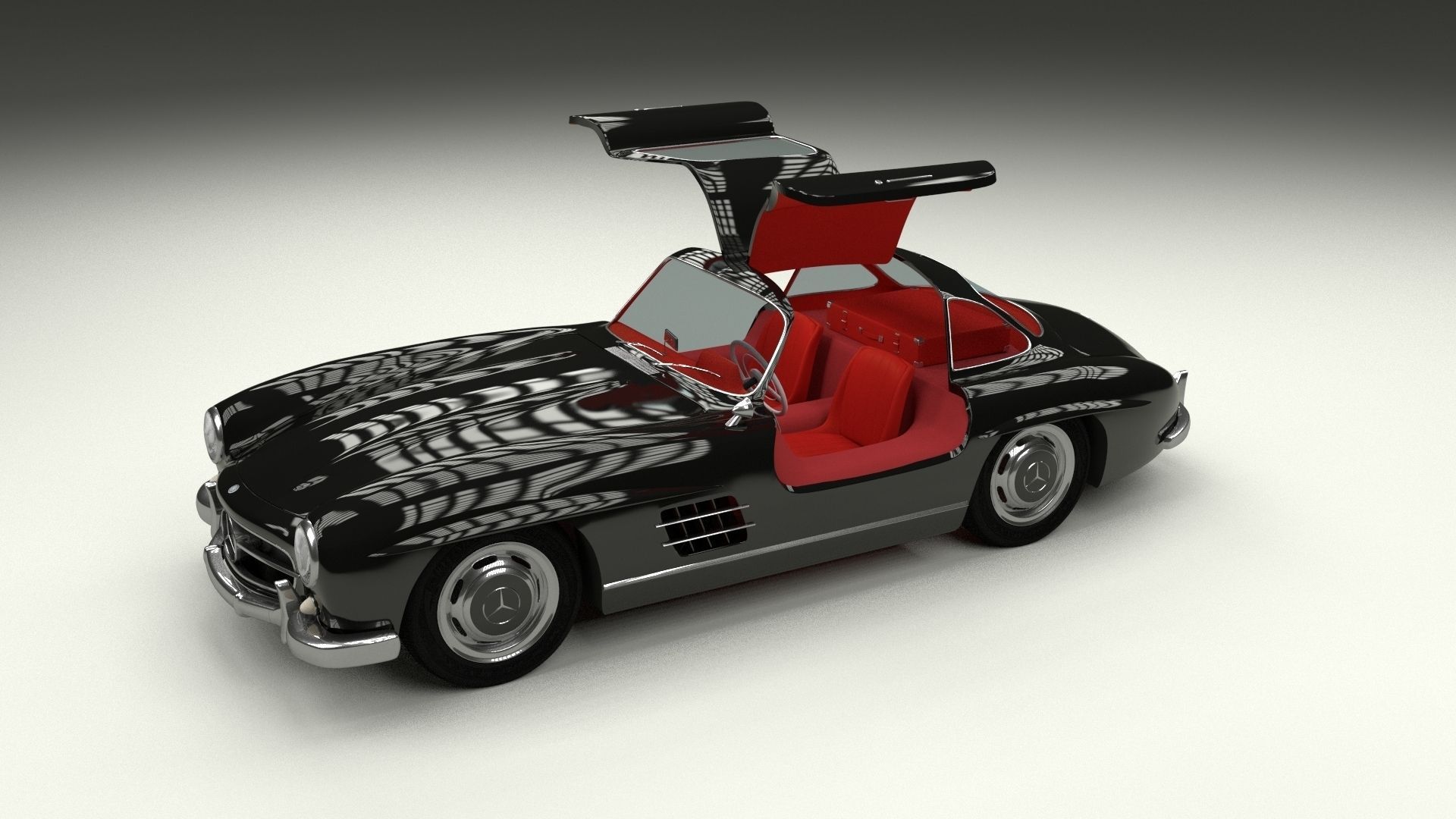 Rigged Mercedes 300SL Gullwing with Interior HDRI 3D model_36