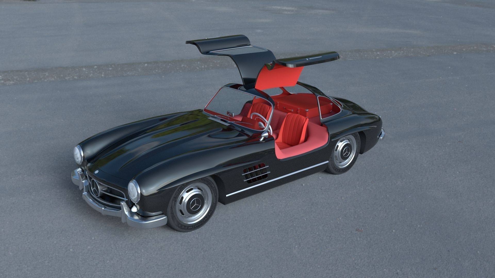 Rigged Mercedes 300SL Gullwing with Interior HDRI 3D model_19